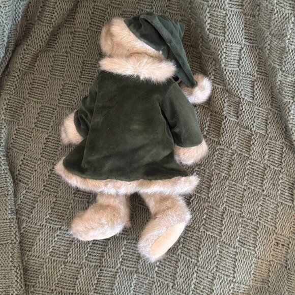 NWT - Bearington Collection “Ives” Plush Teddy Bear Holiday Green Coat & Hat - Picture 4 of 4